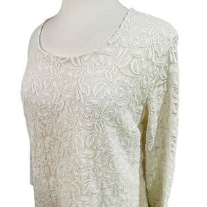 Christopher Banks Top White Lace Lined size XL